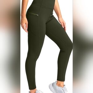 WoMENS olive Fleece Lined Leggings NeW Size Small